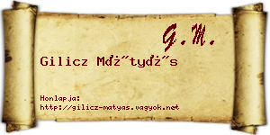 Gilicz Mátyás névjegykártya